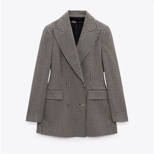 Zara double breasted houndstooth blazer NEW